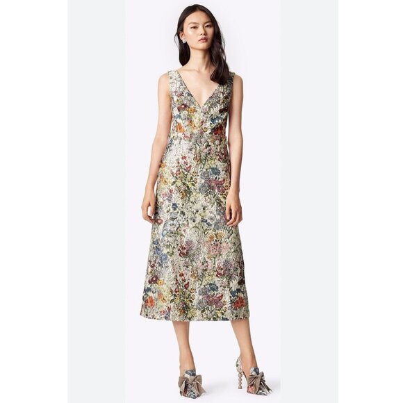 Tory Burch Ronda embellished  silk and cotton-blend midi dress Size 2 NEW - Picture 7 of 13